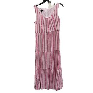 Talbots Pink Maxi Dress Striped Sleeveless Summer Long Dress Size 2 Petite